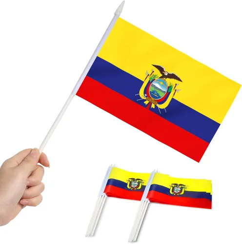 Miniatura 9 de Anley Mini bandera de El Salvador, paquete de 12 unidades, banderas salvadoreñas pequeñas en miniatura de mano en barra, resistentes a