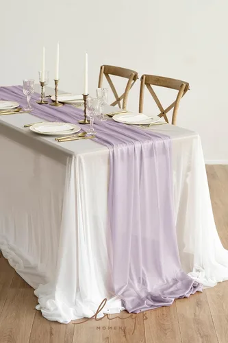 Miniatura 2 de Ling's Moment Camino de mesa de gasa color morado claro de 14 pies, color lila transparente, para recepción, boda, rústico, bohemio, fiesta de boda