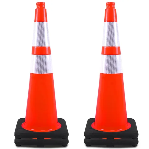 Miniatura 8 de OrangeStar Conos de Tráfico de 36" Paquete de 6 Conos de Seguridad Azules con Collares Reflectantes, Base de Servicio Pesado para Construcción