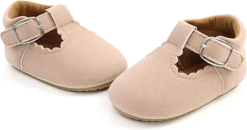 Miniatura 5 de SOFMUO Zapatos deportivos de cuero con cordones para bebés y niñas con suela de goma suave, mocasines Oxford para recién nacidos, mocasines