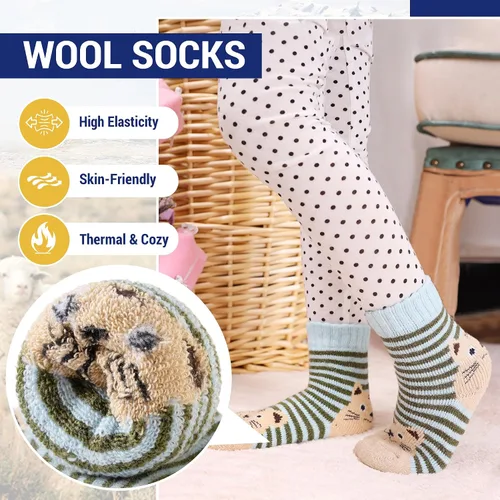 Miniatura 81 de Eocom 6 pares de calcetines de invierno cálidos de lana para niños y niñas