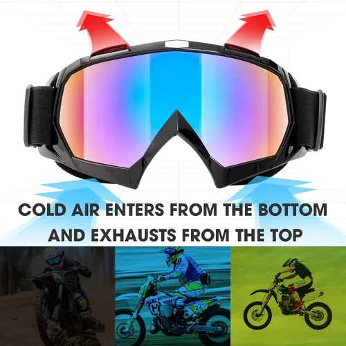 Miniatura 3 de MAMBAOUT Gafas de motocross para adultos, paquete de 2 gafas de motocicleta ATV para hombres y mujeres, gafas de visión amplia para montar fuera