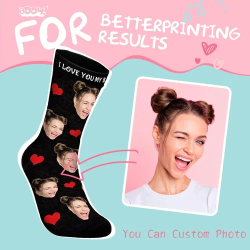 Miniatura 3 de Bemaystar Calcetines personalizados con foto, calcetines personalizados con imagen, regalos personalizados para el día de San Valentín para novio