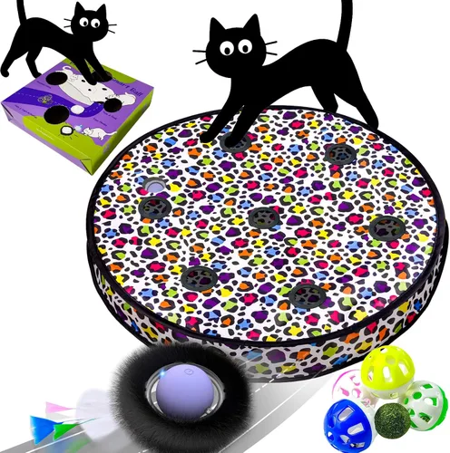 Miniatura 7 de ORSDA Pelota interactiva de juguetes para gatos, bola automática de rodadura rápida en bolsa, escondite para gatos de interior, juguete móvil
