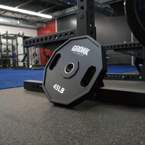 Miniatura 5 de Gronk Fitness Placas de pesas olímpicas de uretano de 10 lados Pesas duraderas para gimnasios domésticos y comerciales Diseño no rodante