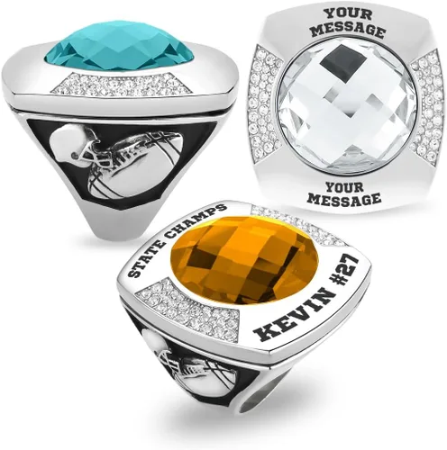 Miniatura 11 de Anillo de campeonato de acero inoxidable con texto y color personalizados - Trofeo, fútbol americano, béisbol, baloncesto, deportes electrónicos