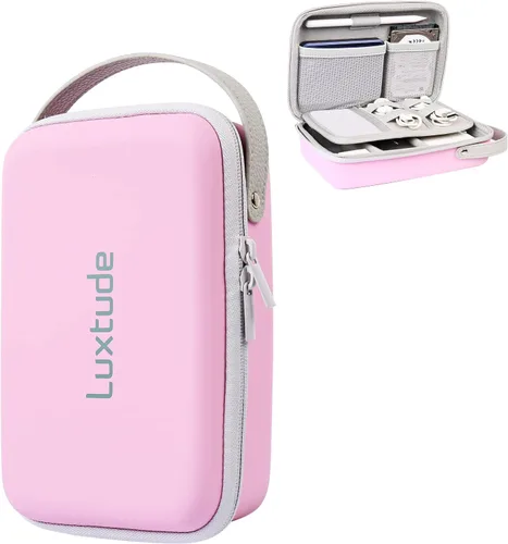 Miniatura 11 de Luxtude Tech - Funda organizadora de viaje, organizador de electrónica portátil, funda rígida con cremallera para cables de carga, cargadores