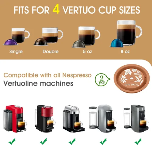 Miniatura 4 de VIVI SKY Tapas de cápsula de café reutilizables funcionan con cápsulas N*espresso Pods Vertuoline, tapas de silicona de grado alimenticio utilizadas