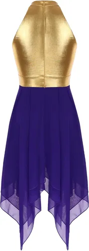 Miniatura 74 de easyforever Vestido de baile sin mangas con bloques de color para mujer, alabanza litúrgica, ropa de baile lírico, vestido de bata de adoración