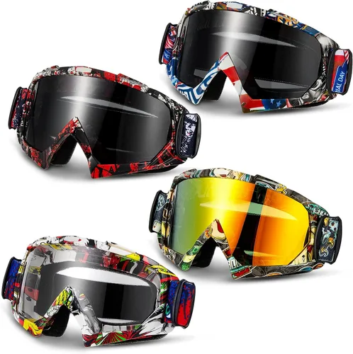 Miniatura 11 de Tallew 4 pares de gafas de motocross para motocicleta, motocross, carreras, ATV, para hombres y mujeres, deportes de potencia y esquí