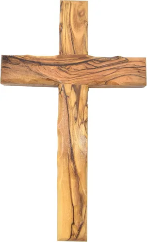 Cruz para colgar en la pared de madera de olivo de Zuluf | Cruz tallada a mano | Cruz cristiana de madera de olivo con certificado de Tierra Santa |