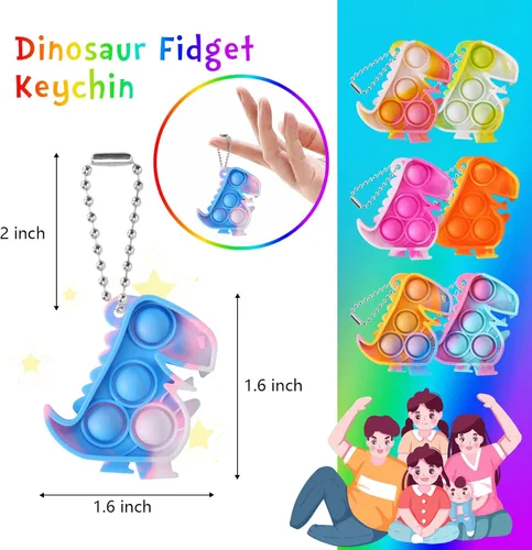 Miniatura 2 de Regalos de fiesta de dinosaurios, llaveros de dinosaurio para niños, recuerdos de fiesta, juguetes fidget a granel, paquete de 30 mini llaveros