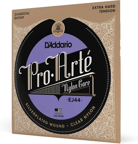D'Addario Pro Arté Cuerdas de nailon para guitarra clásica, EJ44, tensión extra dura, juego de 6 cuerdas, paquete de 1