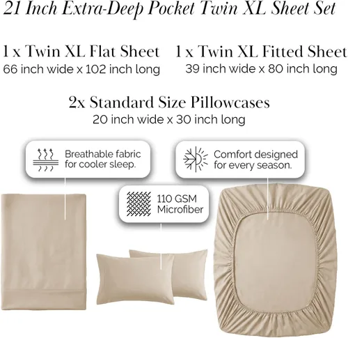 Miniatura 277 de Southshore Fine Living, Inc. Juego de 7 piezas de sábanas King divididas para cama ajustable, juego de sábanas King divididas con bolsillo de 21
