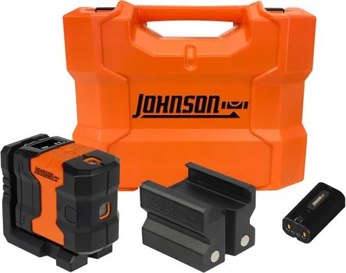 Johnson Level & Tool JDT300-GN3D Nivel Láser, Kit Autonivelante Láser de 3 Puntos con Tecnología GreenBrite®, Base Magnética, Estuche Rígido de