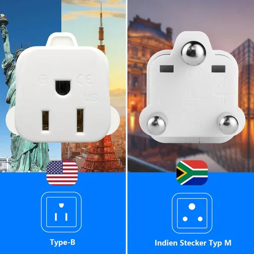 Miniatura 2 de Adaptador de enchufe de viaje de Sudáfrica, adaptador de enchufe de Sudáfrica, adaptador de enchufe de 3 clavijas seguro a tierra EE. UU. a