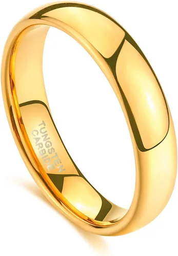 Miniatura 2 de TRUMIUM - Anillo de boda unisex de tungsteno, redondeado, oro, oro rosa y plata, 2, 4, 6 y 8 mm, altamente pulido, ajuste cómodo, 4-15