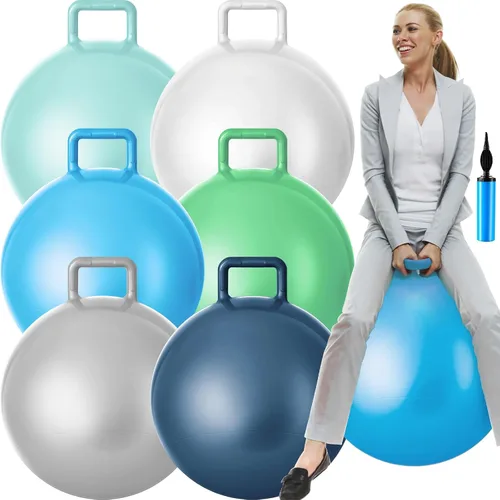 Lewtemi 6 unidades de bola de tolva para carnaval al aire libre, pelota inflable de salto de 32 pulgadas con mango y bomba de aire para ejercicio