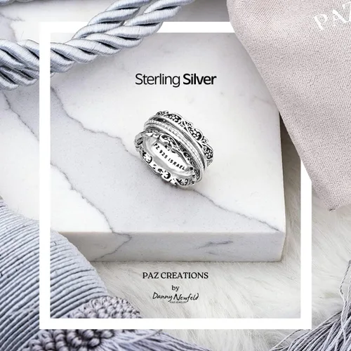 Miniatura 8 de Paz Creations - Anillo giratorio de plata de ley 925 hecho a mano, hipoalergénico, sin níquel ni plomo, fabricado en Israel, plata, oro amarillo