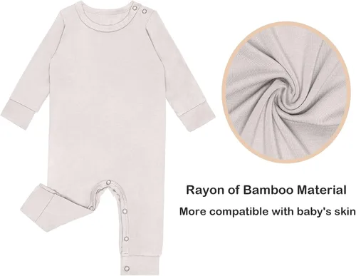 Miniatura 3 de GUISBY Pijamas de rayón para bebé, pijamas de manga larga con cierre de presión