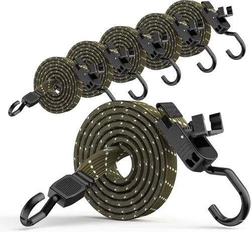 Miniatura 7 de Cuerdas elásticas resistentes para exteriores, cuerdas elásticas largas y ajustables con ganchos planos, correas elásticas de goma de alta