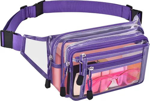 Miniatura 15 de Riñonera transparente aprobada por estadios para mujeres, para el trabajo, bolsa de cintura multiusos para viajes y eventos deportivos, Aguamarina