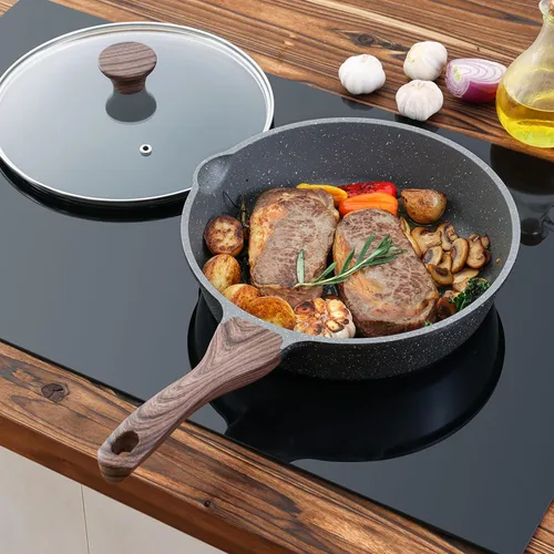 Miniatura 8 de SENSARTE Sartén Antiadherente, Sartén Profunda para Freír de 10/11/12 pulgadas, Sartén para Saltear con Tapa, Mango que se Mantiene Frío, Batería