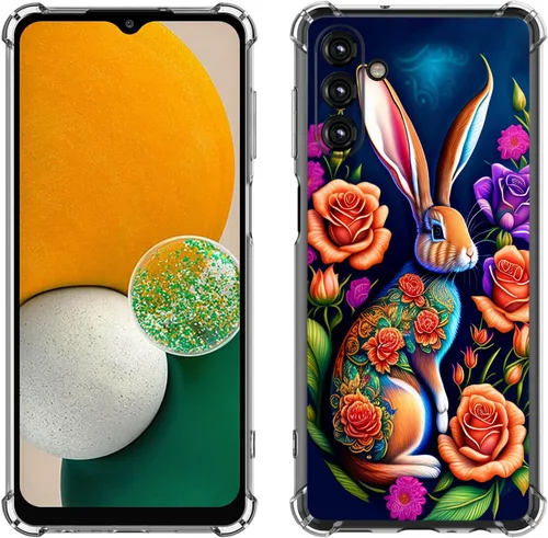 Miniatura 40 de Samsung Galaxy A14 5G - Funda para teléfono celular, diseño de flores de mariposa azul, a prueba de golpes, TPU con bordes elevados, compatible