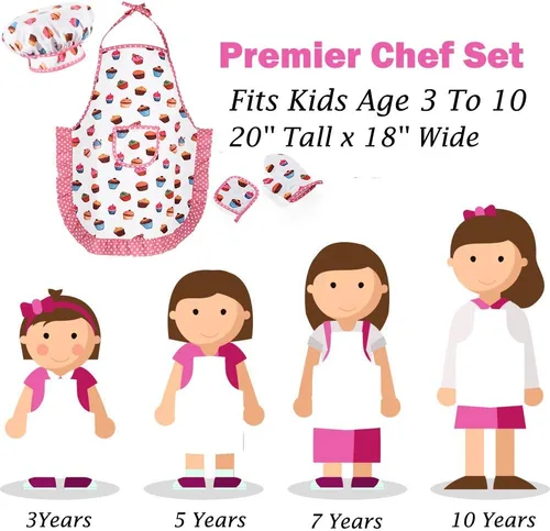 Miniatura 7 de HmiL-U Juego de chef para niños, 13 piezas, juegos de cocina y horneado para niños, incluye delantal, sombrero, utensilios, guante de cocina
