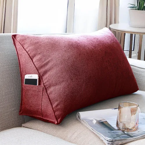 Miniatura 12 de Almohada de cabecera con protección de cintura, almohada de lectura, almohada triangular de cuña, cojín de espalda larga con funda extraíble