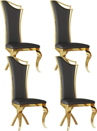Miniatura 38 de Juego de 2 sillas con 2 sillas de comedor de piel sintética blanca, silla de cocina moderna con respaldo ovalado y patas de acero inoxidable