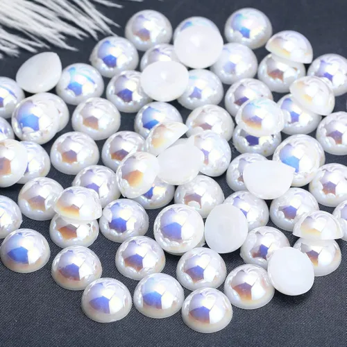 Miniatura 77 de 1500 PIEZAS 4mm Perlas Blancas de Media Parte Plana para Manualidades Joyería Álbum de Recortes Decoración de Uñas, Perlas de Parte Plana para Blanco