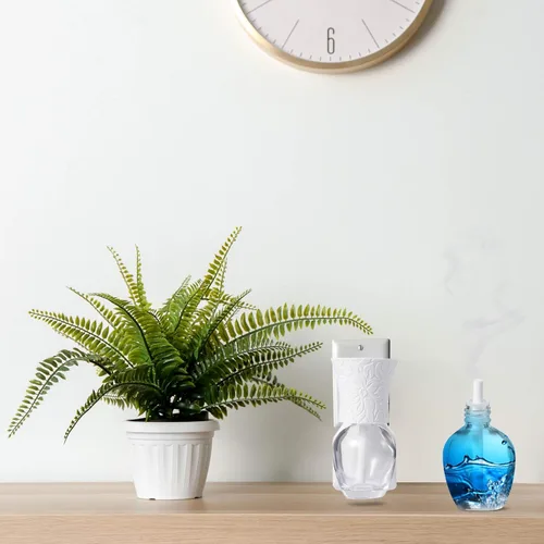 Miniatura 6 de Difusor enchufable de pared con 4 botellas vacías para esparcir aceites esenciales en el hogar, baño (blanco)