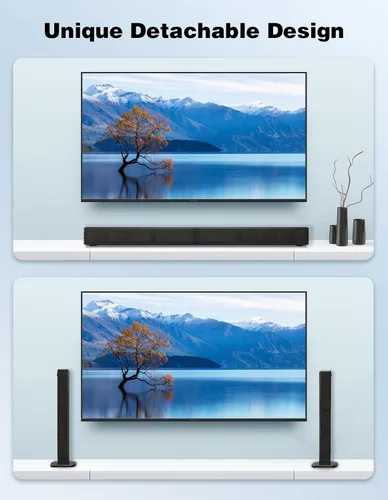 Miniatura 2 de Puxinat Barra de sonido separable 2 en 1 para Smart TV, altavoz de TV Bluetooth 5.0 de 2.2 canales de 32 pulgadas para sistema de sonido envolvente