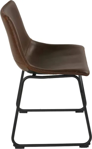 Miniatura 4 de Cortesi Home Casablanca - Silla de comedor de piel sintética marrón envejecida (juego de 2)
