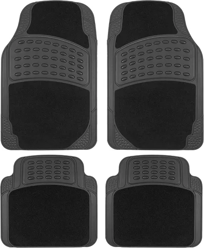 BDK HybridMat - Alfombrillas de goma y alfombra para automóvil, juego de tapetes para asientos delanteros y traseros de forro interior para coche,