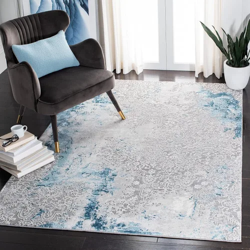 Miniatura 14 de SAFAVIEH Meadow Collection - Alfombra decorativa de 2 x 5 pies, gris claro y rosa, diseño abstracto moderno, no desprende pelusa y de fácil cuidado