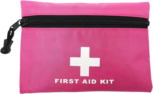 Bolsa roja de primeros auxilios de emergencia, pequeña bolsa vacía de rescate de viaje para almacenamiento de primeros auxilios, bolsillo para rosa