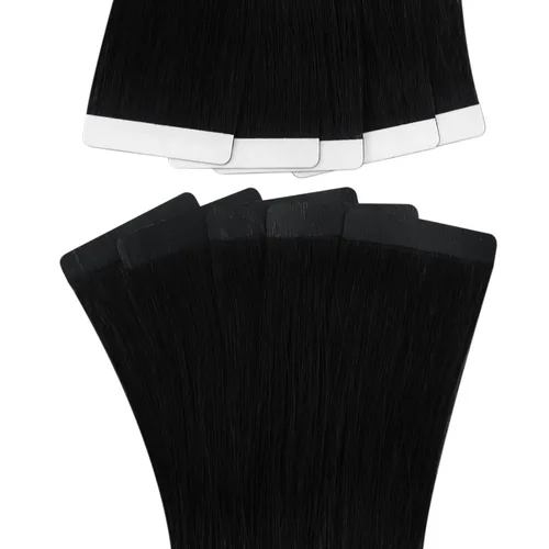 Miniatura 9 de Ugeat Extensiones de cabello humano con cinta invisible, extensiones de cabello negro con cinta, extensiones de cabello humano negro azabache
