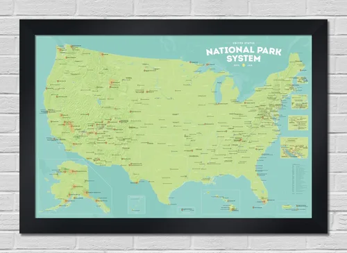 Miniatura 16 de Mapa de unidades del Sistema de Parques Nacionales de Estados Unidos 24x36 (Tierra Natural)