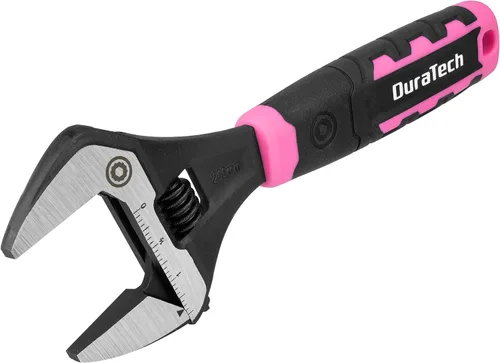 Miniatura 12 de DURATECH Llave ajustable de 8 pulgadas, llave de fontanería de apertura de mandíbula ancha, acero CR-V, SAE y escala métrica marcada, agarre Negro