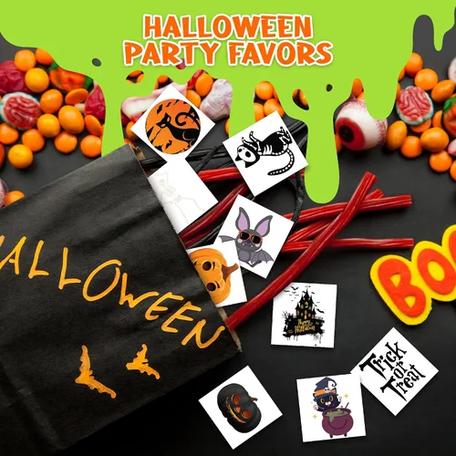 Miniatura 4 de ArtCreativity Tatuajes temporales individuales de Halloween que brillan en la oscuridad para niños, juego de 144 tatuajes en 12 diseños