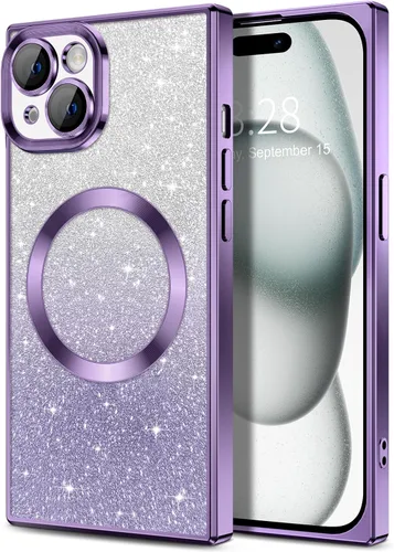 Miniatura 126 de Hython Funda para iPhone 13 Pro transparente con purpurina magnética [compatible con MagSafe] Protector completo de lente de cámara delgado