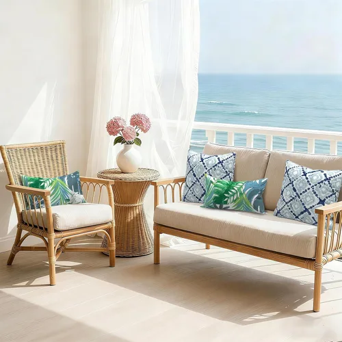 Miniatura 683 de Juego de 2 almohadas para exteriores de 16 x 16 pulgadas, repelentes al agua con interiores, para muebles de patio, hogar, jardín, geometría bohemia