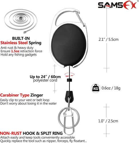 Miniatura 3 de SAMSFX Herramienta para atar nudos de pesca, pinzas de pesca con mosca multifuncionales con retractor, hilo de pesca Knot Tyer, nudos de uñas