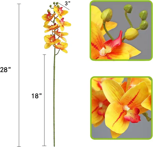Miniatura 2 de 2 piezas de orquídeas artificiales Phalaenopsis de tacto real, flores falsas para boda, tallos de orquídeas artificiales, decoración de mesa
