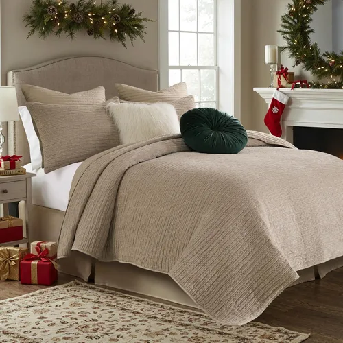 Miniatura 10 de Greenland Home Fashions Juego de edredón de terciopelo finamente cosido, 2 piezas, individual, rojo Riviera