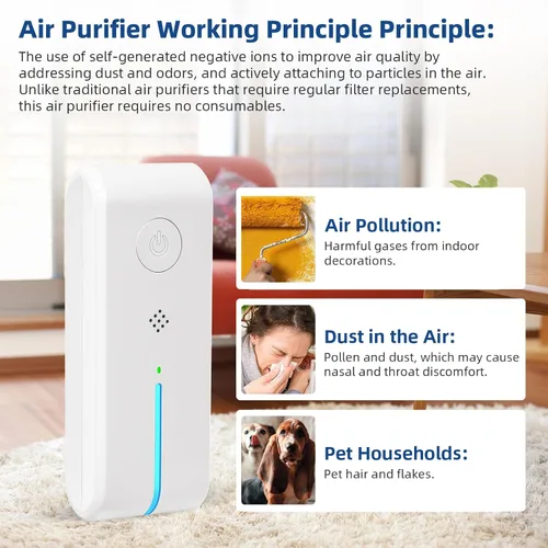 Miniatura 6 de Ionizadores de aire enchufables – ionizador de aire para el hogar, purificador de aire enchufable con luz nocturna negativa sin filtro portátil