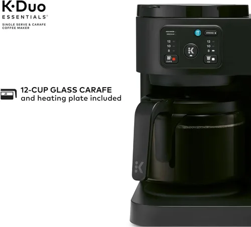 Miniatura 9 de K-Duo Essentials - Cafetera caliente y helada de una sola porción con jarra de vidrio de 12 tazas, prepara cápsulas KCup y posos de café, varios
