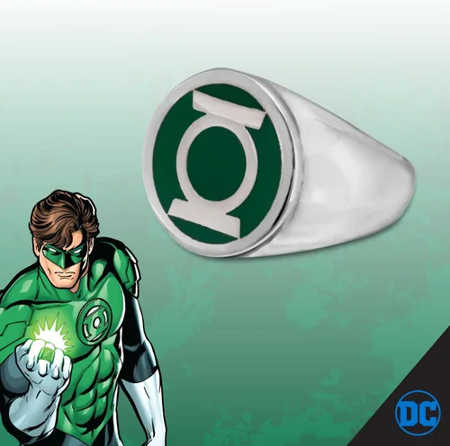 Miniatura 6 de DC Comics Anillo de acero inoxidable para hombre, diseño de superhéroe de la Liga de la Justicia, linterna verde